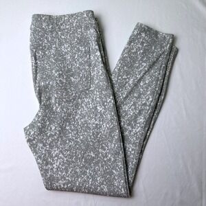 Spanx Womens High Rise Skinny Pull On Denim Leggings Speckled Grey White Size M